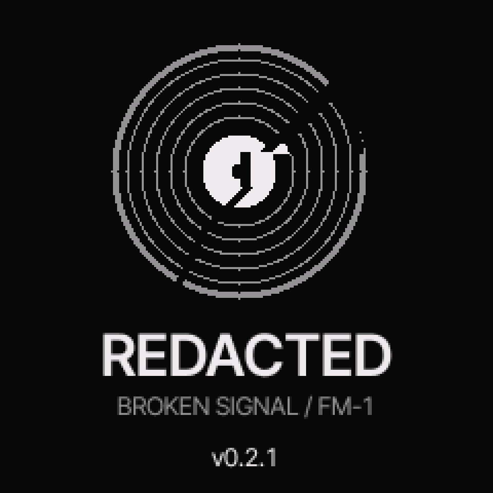 Broken vinyl record above REDACTED